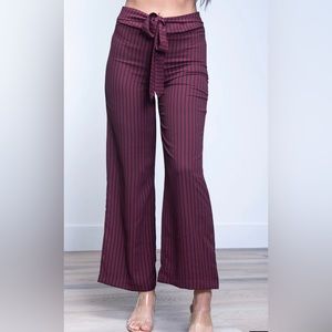 Burgundy straight crop dressy pants